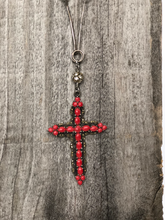 Load image into Gallery viewer, Vintage Marcasite &amp; Coral Cross Necklace
