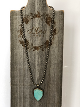 Load image into Gallery viewer, Turquoise Slab Pendant on Small Ball Chain Necklace
