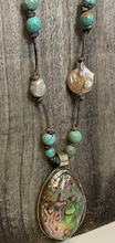 Load image into Gallery viewer, Turquoise & Pearl Abalone Necklace