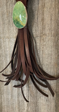 Load image into Gallery viewer, Leather Fringe & Turquoise Cabochon Necklace
