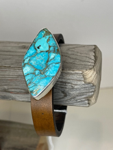 Load image into Gallery viewer, Turquoise &amp; Bronze Leather Cuff
