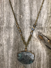 Load image into Gallery viewer, Labradorite Geometric Statement Necklace
