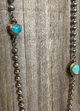Load image into Gallery viewer, Long Ball Chain &amp; 2 Turquoise Nugget Necklace
