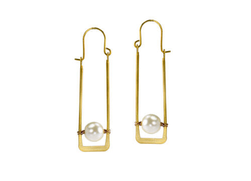Pearl Geometric Hoop Earrings