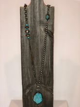 Load image into Gallery viewer, Turquoise Slab &amp; Mixed Metal Vintage Chain Necklace

