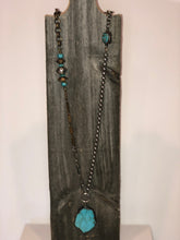 Load image into Gallery viewer, Turquoise Slab & Mixed Metal Vintage Chain Necklace