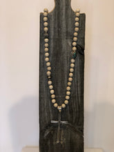 Load image into Gallery viewer, Fossil Jasper &amp; Turquoise Oversized Cross Necklace
