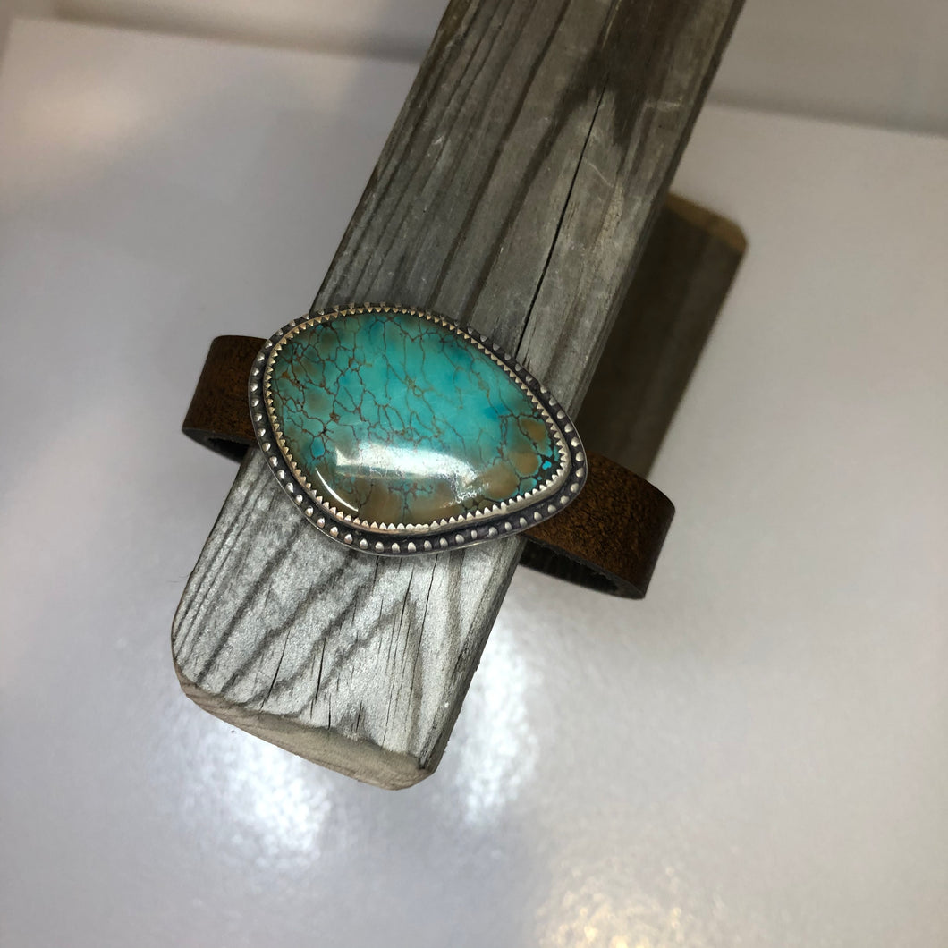 Turquoise & Leather Cuff