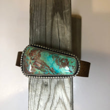 Load image into Gallery viewer, Parrot Wing Chrysocolla &amp; Leather Cuff
