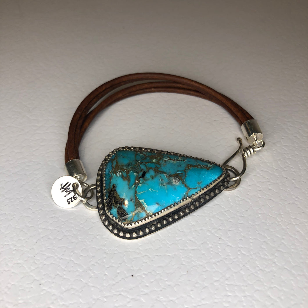 Turquoise & Bronze Leather Cord Bracelet