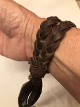 Load image into Gallery viewer, Braided Leather Wrap Bracelet with Fringe
