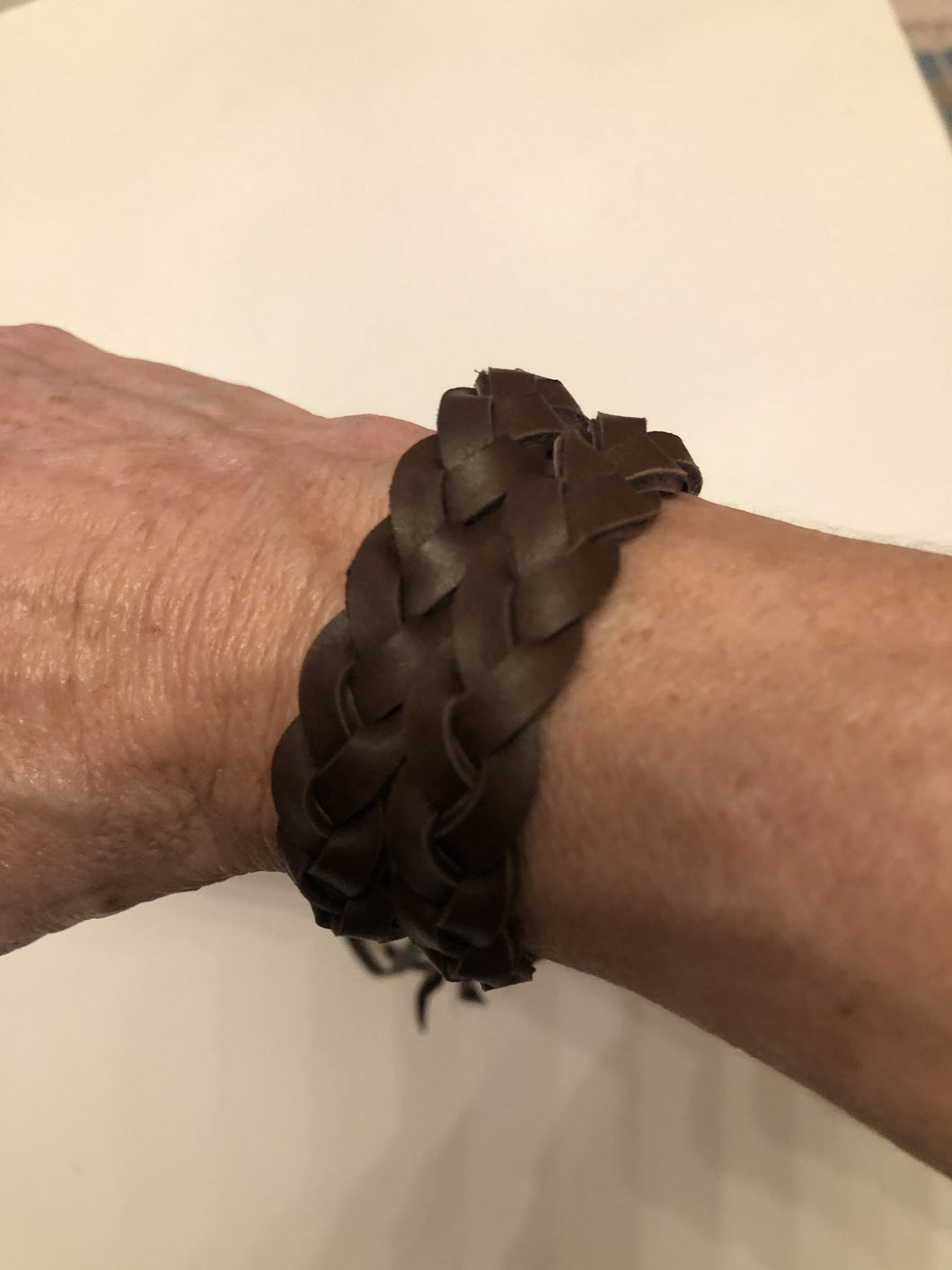 Braided Leather Wrap Bracelet with Fringe