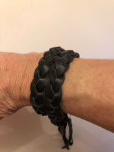 Load image into Gallery viewer, Braided Leather Double Wrap Bracelet With Fringe
