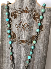 Load image into Gallery viewer, Hand-Braided Turquoise Bead Necklace with Turquoise Slab Pendant