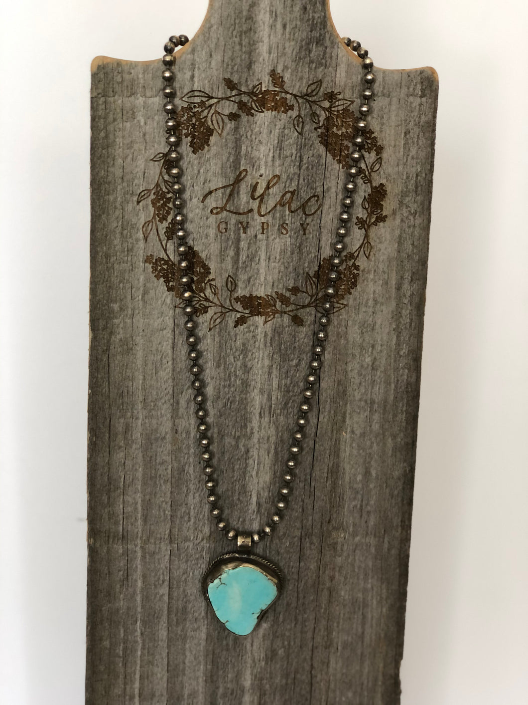 Turquoise Slab Small Ball Chain Necklace