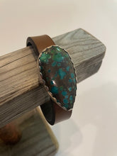 Load image into Gallery viewer, Spiderweb Turquoise Leather Cuff

