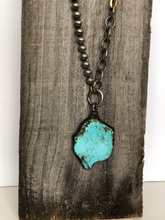 Load image into Gallery viewer, Turquoise Slab & Mixed Metal Vintage Chain Necklace