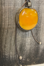 Load image into Gallery viewer, Turquoise & Copal Beaded Necklace with Copal Pendant