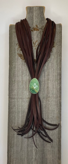 Leather Fringe & Turquoise Cabochon Necklace