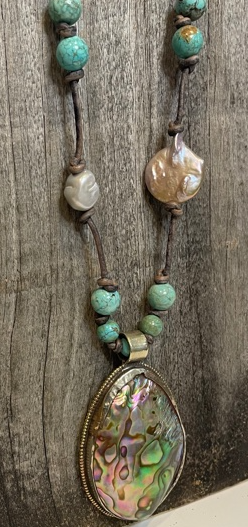 Turquoise & Pearl Abalone Necklace