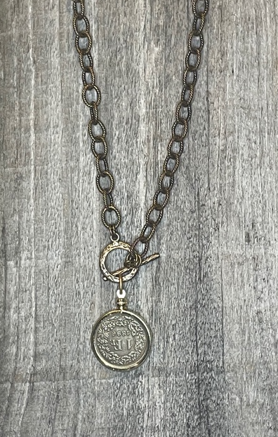 Bronze Chain Medallion Necklace