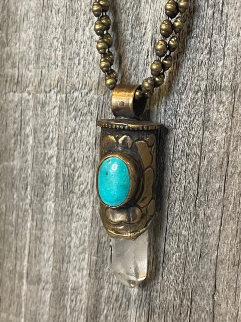 Crystal & Turquoise Ball Chain Necklace