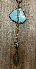 Load image into Gallery viewer, Turquoise Slab &amp; Labradorite Drop Mixed Metal Necklace
