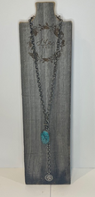 Load image into Gallery viewer, Turquoise Y Necklace With Coin Drop
