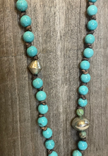 Load image into Gallery viewer, Turquoise Beaded Necklace with Bone Cross Pendant
