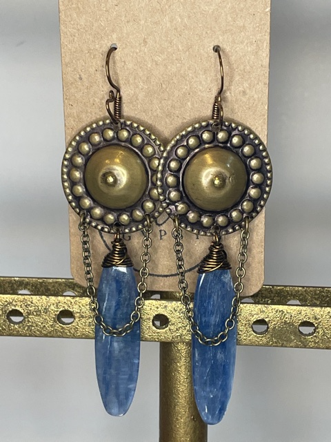 Brass & Kyanite Statement Earrings