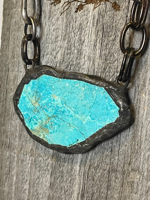 Turquoise Slab Vintage Chain Necklace