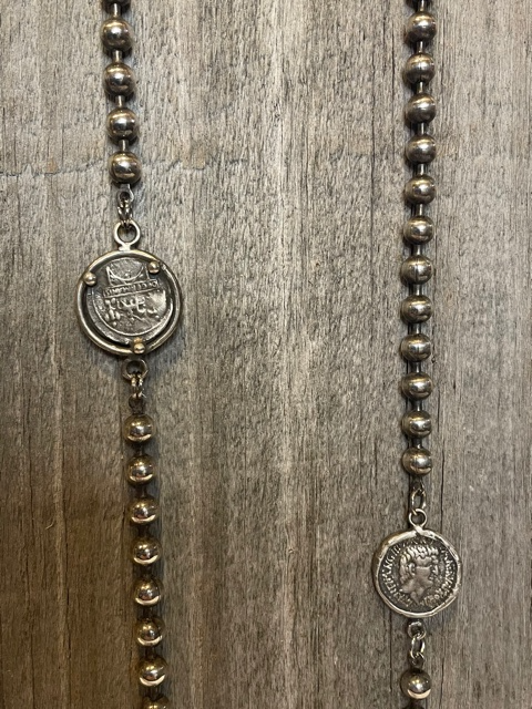 Long Layering Coin Ball Chain Necklace