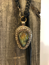 Load image into Gallery viewer, Braided Leather Labradorite Choker
