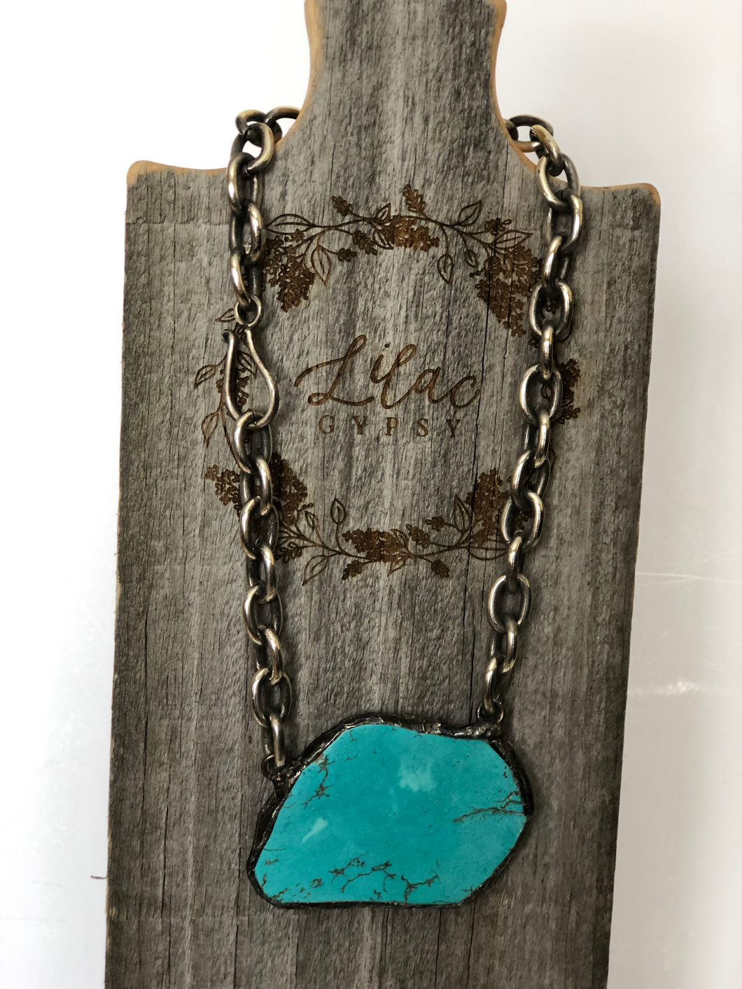 Turquoise Slab Vintage Chain Necklace