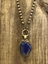 Load image into Gallery viewer, Lapis &amp; Silver Ball Chain Necklace
