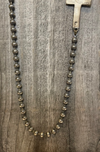 Load image into Gallery viewer, Long Layering Silver Ball Chain &amp; Brass Cross Necklace
