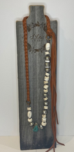Load image into Gallery viewer, Braided Leather Turquoise &amp; Shell Mix Fringe Necklace
