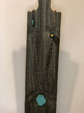 Load image into Gallery viewer, Turquoise Slab &amp; Mixed Metal Vintage Chain Necklace
