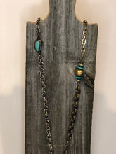 Load image into Gallery viewer, Turquoise Slab &amp; Mixed Metal Vintage Chain Necklace
