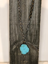 Load image into Gallery viewer, Turquoise Slab &amp; Mixed Metal Vintage Chain Necklace
