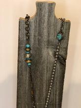 Load image into Gallery viewer, Turquoise Slab &amp; Mixed Metal Vintage Chain Necklace
