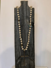 Load image into Gallery viewer, Fossil Jasper &amp; Turquoise Beaded Necklace with Oversized Cross Pendant
