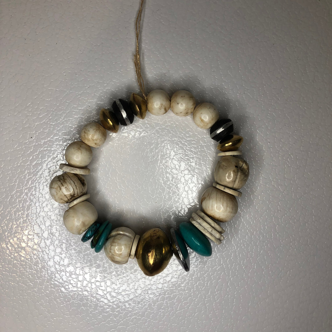 Turquoise & Shell Mix Stretch Bracelet