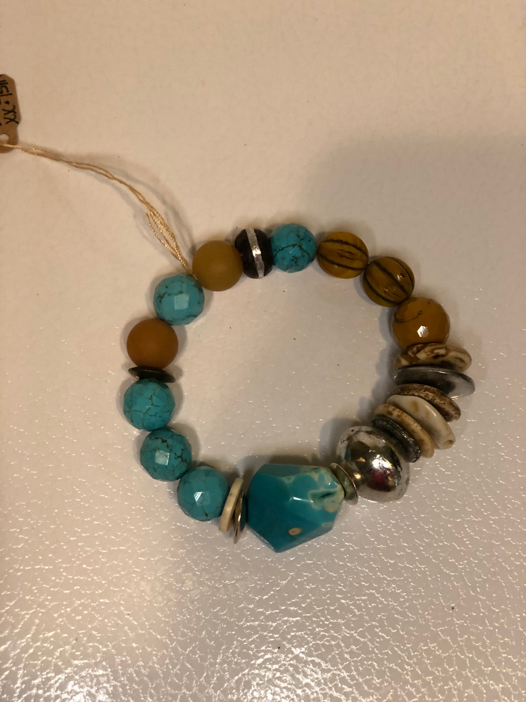 Turquoise & Shell Mix Stretch Bracelet