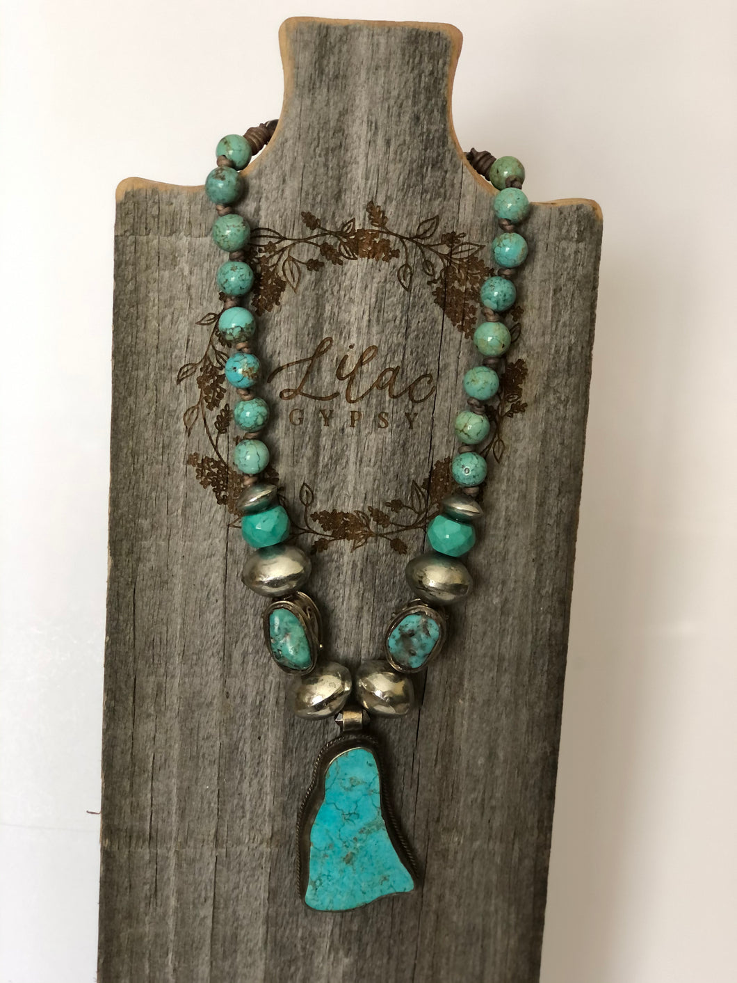 Turquoise Slab & Sterling Silver Necklace