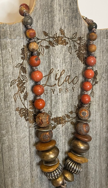 Jasper Mix Choker With Medallion