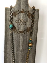 Load image into Gallery viewer, Turquoise Slab &amp; Mixed Metal Vintage Chain Necklace
