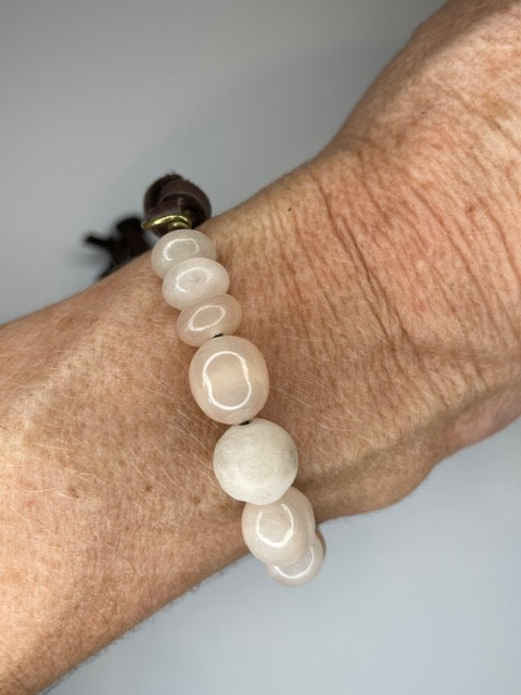 Pink Aventurine & Leather Bracelet