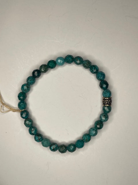 Blue/Green Turquoise Magnesite Beaded Stretch Bracelet