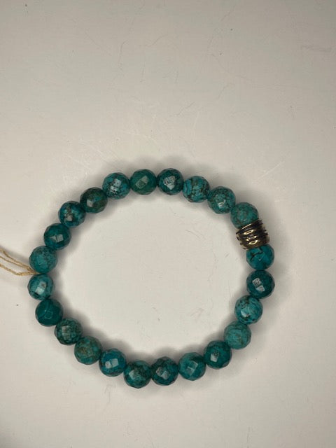 Blue/Green Turquoise Magnesite Beaded Stretch Bracelet